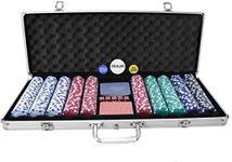 Oypla Poker Set - 500 Piece Texas Hold Em Complete With Chips, Cards, Dice, And Casino Style Case
