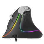 Nulea Wired Vertical Mouse, USB Ergonomic Optical Mouse with 4 Adjustable DPI, 11 RGB Backlight Modes, Compatible for Laptop, PC, Desktop, Mac, Grey