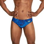 Speedo Men's Swimsuit Chlorine Resistant Printed Swim Brief - Tropical Palace Blue, 36