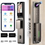 Golens Alloy Steel X10 Luxury Smart Door Lock,Digital Door Lock 3D Face Recognition,On Mobile App Unlock&Audio Video Intercom,Wi-Fi Unlock,Fingerprint,Rfid Card,Pin,Manual Keys(2Year Warranty),Black