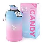 THE GYM KEG Sports Water Bottle Insulated | Half Gallon | Carry Handle | Big Water Jug For Sport | Large Reusable Water Bottles | Ecofriendly, Tritan BPA Free Plastic, Leakproof (Cotton Candy, 2.2 L)