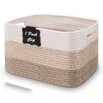 Storage Baskets Woven, Rtdep Small Storage Basket, Decorative Storage Baskets For Shelves, Cotton Rope Basket With Handle, Baby Toy Basket Organiser, Bathroom Towel Basket,Nursery Storage-1 Pack