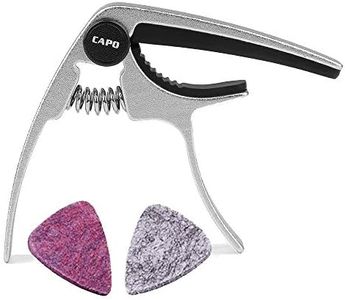 UKULELE CAPO - 4 String for Soprano, Concert Ukulele Zinc Alloy Professional Capo Lightweight Feeling with 2pack Ukulele Felt Picks (Silver)
