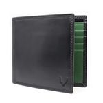 PELLE TORO Minimalist Slim Mens Wallet, Handmade Real Leather Card Wallet with RFID Blocking, 10 Card Holder Slots & Note Section, Black & Green