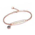 linnalove Blood thinner bracelets Rose Gold Simple Rolo chain Medical id bracelet for Women