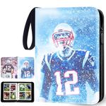 YCTEC Football Card Binder with 50 Removable Sleeves, Trading Card Holder Fits 400 Football Cards, Double-Sided Cards Holder with Zipper 3-Ring Card Album for Sports Football Card Sleeves Protectors