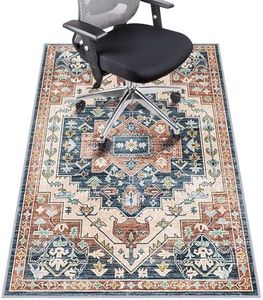 Azadx Chair Mat for Hardwood Floor 48" x 60" Desk Chair Mat for Hard Floor Non-Slip Under Desk Rug Protector for Rolling Chair Computer Chair Mats Low Pile Carpet Floor Mat,Dark Blue/Brownish-red