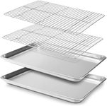 Checkered Chef Baking Sheet, 2 Pack Half Sheet Pan with Stainless Steel Wire Rack Set - Easy Clean Cookie Sheets for Baking