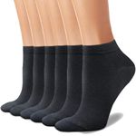 Dlunsy Women's Black Cotton Ankle Socks Lightweight Low Cut Socks Soft athletic Socks 6 Pairs,Size 9-11