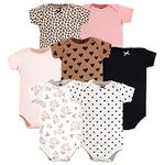 Hudson Baby Unisex Cotton Bodysuits, Cinnamon Pink Prints, Newborn, (Pack of 7)