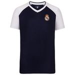 Real Madrid FC Official Gift Boys Poly T-Shirt Navy V Neck 10 Years