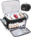 Medicine Organizer Storage Bag Empty, Pill Bottle Organizer Box, Medication First Aid Travel Bag for Nurses, Home Health Nurse Bag, Black