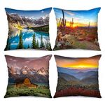 Tucocoo Landscape Throw Pillow Covers 18x18 inches Set of 4, Mountain Nature Scenery Decorative Cushion Cases Arizona Desert Saguaro Modern Decor Home Decorations for Couch Bed Patio Sofa Pillowcase