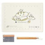 Silicone Pastry Mat, 28" x 20" Large Baking Mat with Rolling Pin and Dough Cutter, Non-Stick Food Grade Dough Mat with Measurements, Extra Thick High Edge Kneading Mat for Making Pizza Cookie Bread