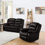 DProT Recliner Sofa Leather bonded Reclining Lazyboy Sofa Suite Sofas Chair 3 2 or 1 Colour Brown (1 Seat Chair + 2 Seater Sofa)