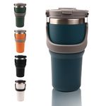 Birch & Co. Stainless Steel Tumbler - Coffee With Lid Insulated Travel Mug Bottle For Hot And Cold Drinks, Leak Proof, Functional Design, Portable, Durable, Double Wall, Bpa-Free, Blue, 600 Ml