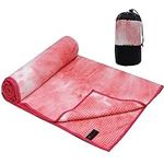 Yoga Towel - Tie-Die Textures Non-Slip Yoga Mat Towel with Bag - Odorless and 100% Absorbent Microfiber Sweat Towel - Yoga Towel Mat for Hot Yoga, Bikram and Pilates - 24''x72'' Hot Yoga Towel