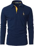 LIUPMWE Mens Polo Long Sleeve Shirt Cotton Golf Giraffe Tennis T-Shirt Tops,Blue-09,M