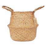 Blueming Home Decor Tree Basket – Wicker Seagrass Planter for Tall Olive Faux Plants, Decorative Rattan Baskets for 7-8 Inch Small Plant Pots (Original, Medium)