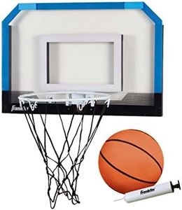 Franklin Sports Over the Door Indoor Basketball Hoop - Kids Mini Hoop for Bedroom - Steel Rim Mini Hoop - Includes Ball and Pump - Blue