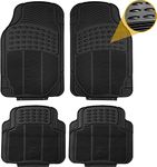 CUQOO 4 Piece Universal Rubber Car Mats Front & Rear - Non-Slip, Heavy Duty & Waterproof Floor Mats for Cars, SUVs, Trucks & Vans - Easy to Clean with Deep Grooved Design