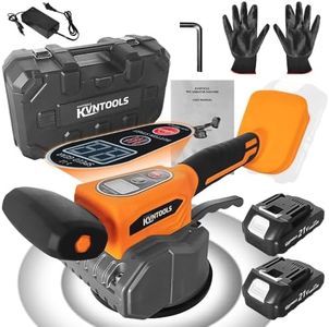 KVNTOOLS Tile Vibration Tool with Max.18000r/Min,Cordless Tile Vibrator,Tile Vibrator with 145mm Suction Cup 12 Adjustable Speed Digital Display for Floor Wall, LCD Display,2 * 21V 2000 mAh Battery