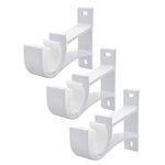 Curtain Rod Bracket 3 Pack, White Curtain Rod Holders Hooks Heavy Duty Drapery Rod Hanger Support for 1 Inch to 1.2 Inch Curtain Rods, Easy Installation