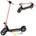 SPORTNOW Electric Scooter for Kids, Foldable E Scooter for Age 6-14 with Dual Brakes, Up to 14 KM/H, Maximum Range 6 KM, 6.8kg Lightweight, Front Suspension, LED Colourful Lights, Pink