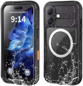 Omio for iPhone 16 Plus Waterproof Case Compatible with MagSafe, Magnetic Waterproof Full Body IP68 Underwater Case Built-in Screen Protector Military Grade Shockproof Case for Men Women Black