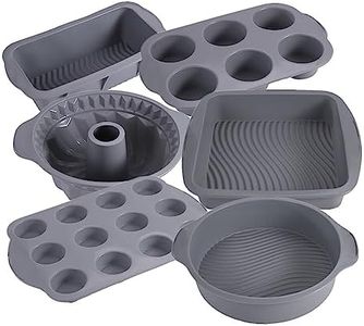 Silicone Bakeware Set Set Nonstick Baking Pans Cake Molds Set for Baking Including Baking Pan, Cake Mold, Cake Pan, Toast Mold, Pizza Pan Bundt Pans Cupcake Mold Silicone Baking Cups Set (Grey)