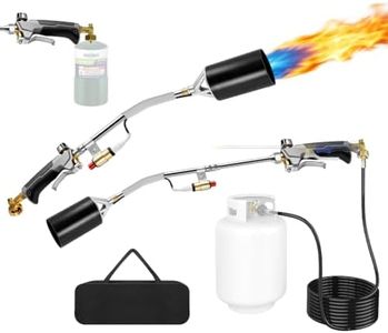 Propane Torch Weed Burner Kit, Flame Thrower Gun with Adjustable Reach Handle & 12.5FT Hose for Garden Weeding, Roofing, Ice Snow Melting, BBQ, High Output Flame Torch & Storage Bag with Self Igniter