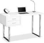 Centurion Supports Harmonia Gloss White with Chrome legs 2-Drawer Contemporary Home Office Luxury Computer Desk