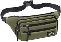 Sarsumir Bum Bag Waist Fanny Pack for Men Women, Bumbag Money Belt Bag with 6 Pockets & Adjustable Strap, Waterproof &Tear Resistant Bum Bags for Travel Hiking Running Cycling Gym Dog Walking, Green