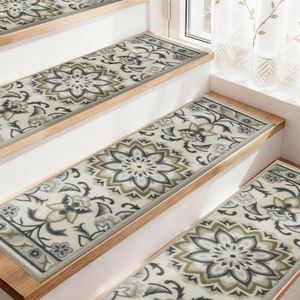 COSY HOMEER Stair Treads for Wooden Steps Washable Non Slip Stair Treads 8" X 30" Soft Stair Carpet Treads Reusable Indoor Stair Runner Rug for Kids, Elders and Pets 15pcs