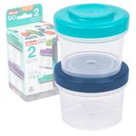 Décor Go Click & Stack Snack Tubs | 2 Pack Leakproof Food Storage Containers | Freezer & Microwave Safe | 150ml x 2 - Assorted Colours