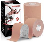 Kinesiology Tape(3 Rolls pack), Elastic Therapeutic Sports Tape Pro for Shoulder Knee Elbow Ankle, Waterproof, Breathable, Latex free, 2 inch x 19.7 feet Per Roll