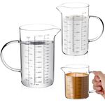 Akamino 3 Pack Glass Measuring Cups,1-Cup,2-Cup,4-Cup Measuring Jugs with Handle &V Shaped Spout,3 Scales(Oz,Cup,Ml) High Borosilicate Glass Measuring Cup for Liquid Kitchen-Microwave Freezer Safe