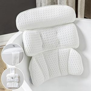 CZL Cuscino Vasca da Bagno, Cuscino Poggiatesta da Vasca con 8 Ventose, Antiscivolo Cuscino da Bagno 3 Pannelli Design Ergonomico Accessorio, Supporto per Collo Schiena per Spa e Bagno