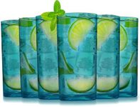 Zulay Kitchen Acrylic Glasses Drinkware - 6 Piece Unbreakable Plastic Tumblers - BPA-Free, Reusable Plastic Drinking Glasses for Home & Outdoors - Lead-Free & Dishwasher Safe - Turquoise - (16oz)