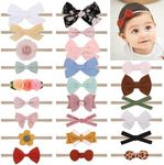 doboi Baby Girl Headbands 24PCS Nylon Linen Handmade Hairbands with Hair Bows and Accessories for Newborns, Infants, Toddlers, and Little Kids