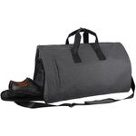 Travel Garment Bag Suit Carrier Large Airline Cabin Bag Foldable Travel Duffel Bag with Shoe Compartment Overnight Travel Bag Cabin Size Weekend Travel Luggage Travel Organiser Flight Bag Dark Grey