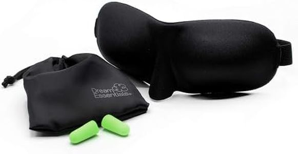 Dream Essentials Sweet Dreams Contoured Sleep Mask with Earplugs and Carry Pouch, Black