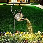 Watering Can Lights, Solar LED Lantern Outdoor Fairy Light Hanging Waterproof Hollowed-Out Design,Decorative Retro Metal Solar Shower Lights for Garden Table Patio Yard Pathway Walkway