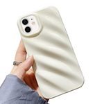 RALEAVO Cute Curly Wave Case for iPhone 11 6.1 inches, Water Ripple Pattern Phone Case Slim Shockproof Satin Glossy Cover for Girls Boys Silicone 3D Non-Slip Case -Beige