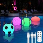 Tacobey 4pcs Floating Pool Lights Rechargeable, RGB 16 Color Changing Pond Ball Lights with Remote, IP68 Waterproof LED Pond Lights for Swimming Pool, Garden, Bathtub, Party Décor