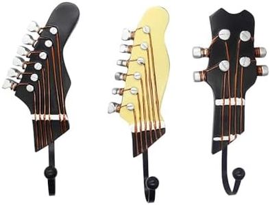 KUNGYO Juego de 3 Ganchos Ddecorativos Guitarra Forma Vintage Perchero de pared para colgar sombrero,abrigos,Teclas,bolsa,silenciador (A-Guitar Hooks)