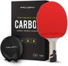 PRO-SPIN Ping Pong Paddle with Carbon Fibre | Elite Series 7-Ply Blade, Premium Rubber, 2.0mm Sponge & Rubber Protector Case | Choice of Classic Shakehand or Penhold Grip Table Tennis Racket