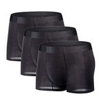 YUSHOW 3 Pack Mens Boxer Shorts Ice Silk Mesh Underwear Sexy Super Soft Breathable Anti-Chafing Boxers Briefs Black