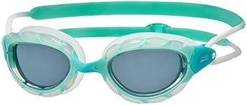 Zoggs Predator Adult Swimming Goggles, UV protection swim goggles, Pulley Adjust Comfort Goggles Straps, Fog Free Swim Goggle Lenses, Zoggs Goggles Adults Ultra Fit, Smoke Tinted, Green/Clear, Regular