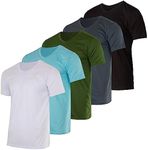 5 Pack: Men’s Big and Tall V Neck King Size Mesh Active T-Shirt Essentials Performance Workout Gym Training Dry Fit Breathable Short Sleeve Under Shirt Athletic Sport Exercise Top- Set 8, 3X